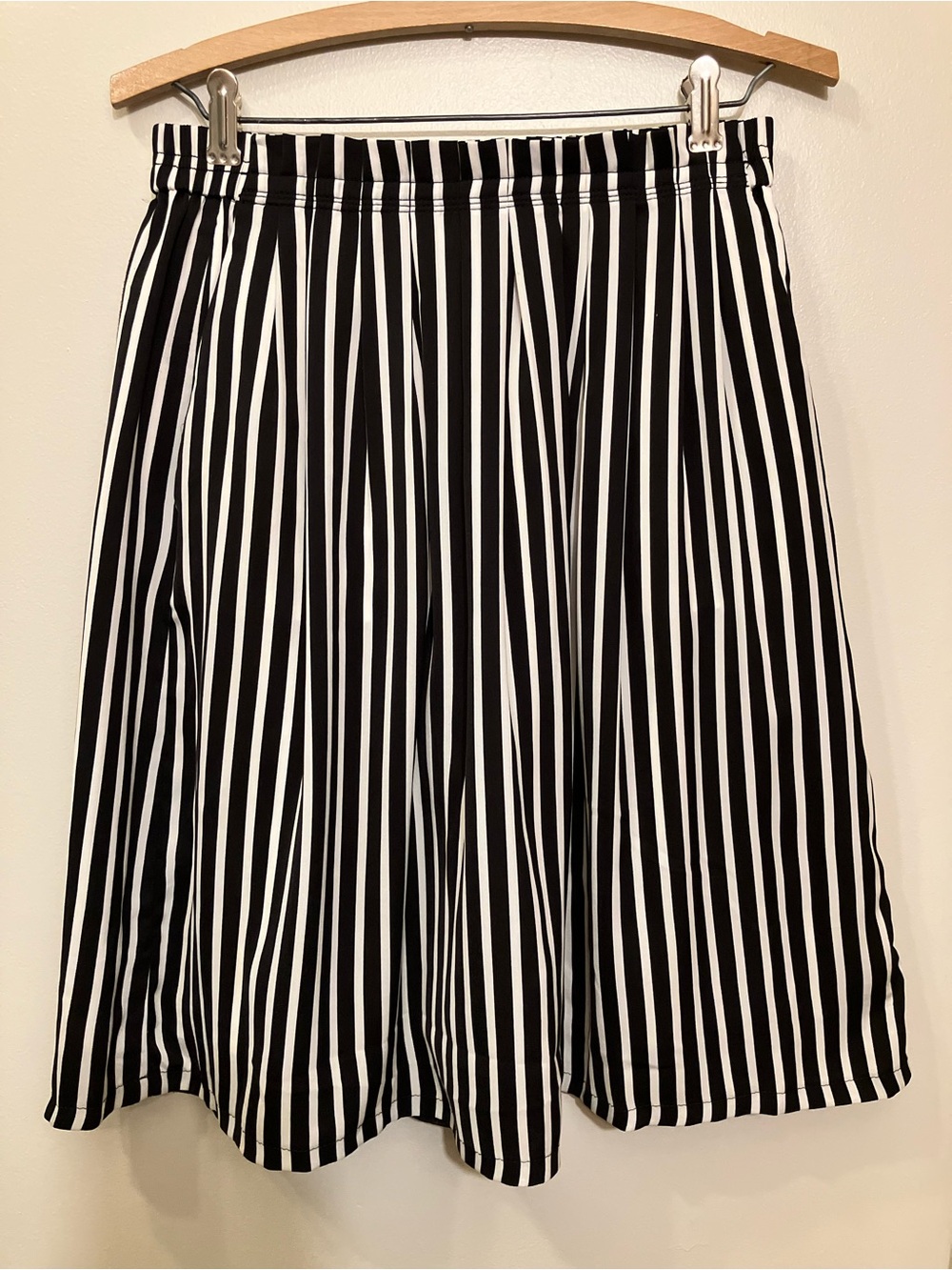 J. Crew Black and White Striped A-Line Skirt